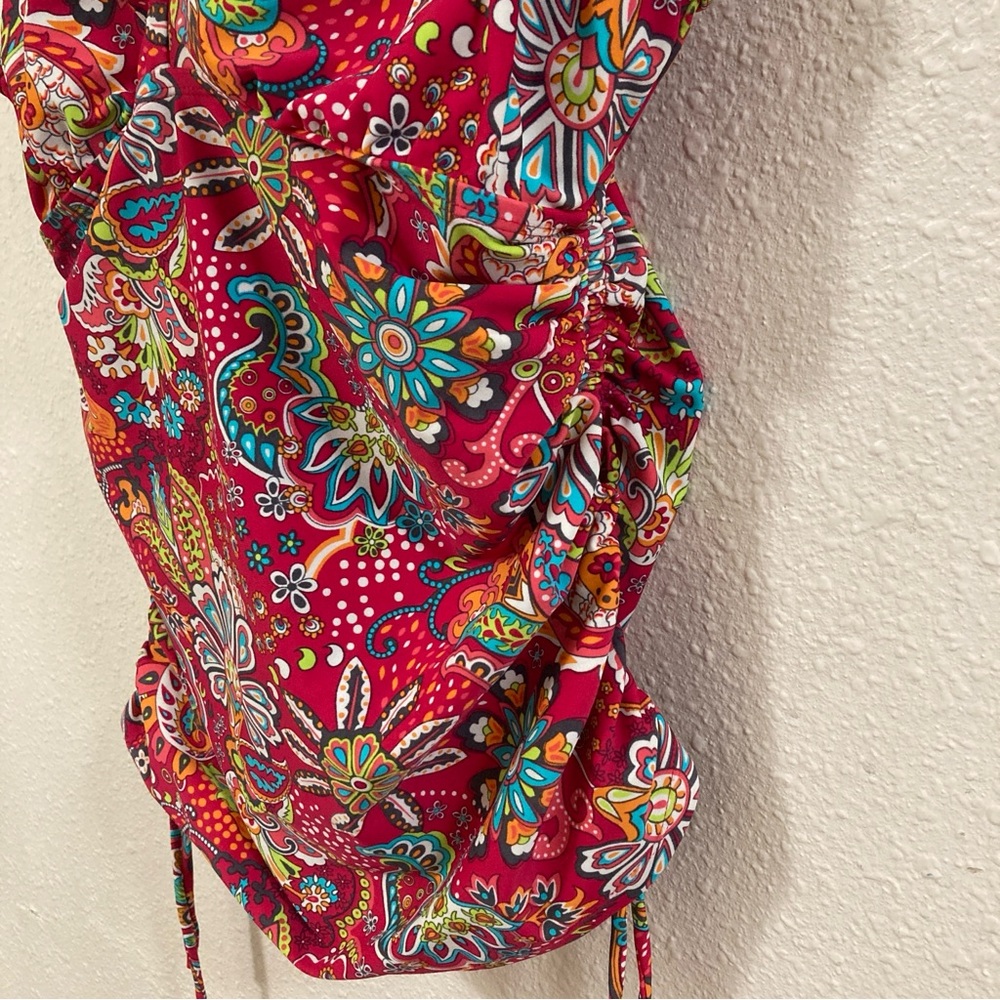 Athleta Tankini Top Swinsuit  Paisley Red Floral Print 36 B/C - Picture 3 of 15